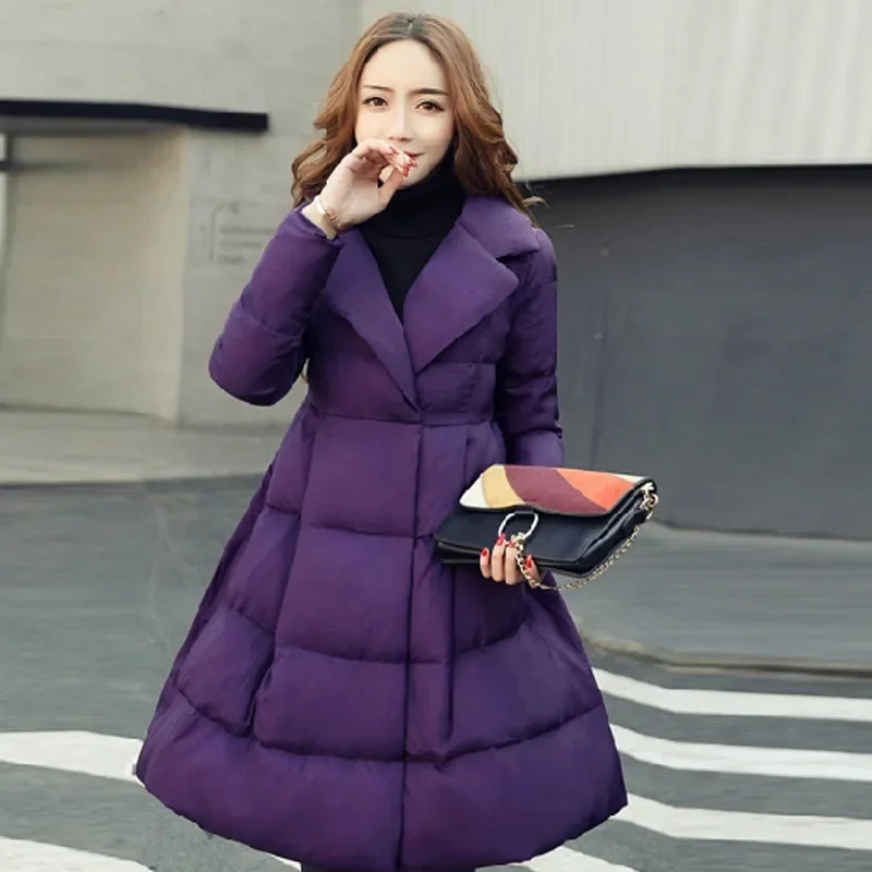 

2026 New Winter Cotton Jacket Women's Mid-Length Fashion Suit Collar Warm Large Bow Knot Slimming Cotton Clothes