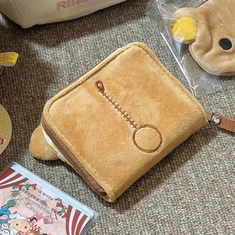 Japanese Cartoon Cute Teddy Bear Classic Zero Wallet Short Card Bag Portable Wallet Anime Plush Storage Bag New Year\'S Gift