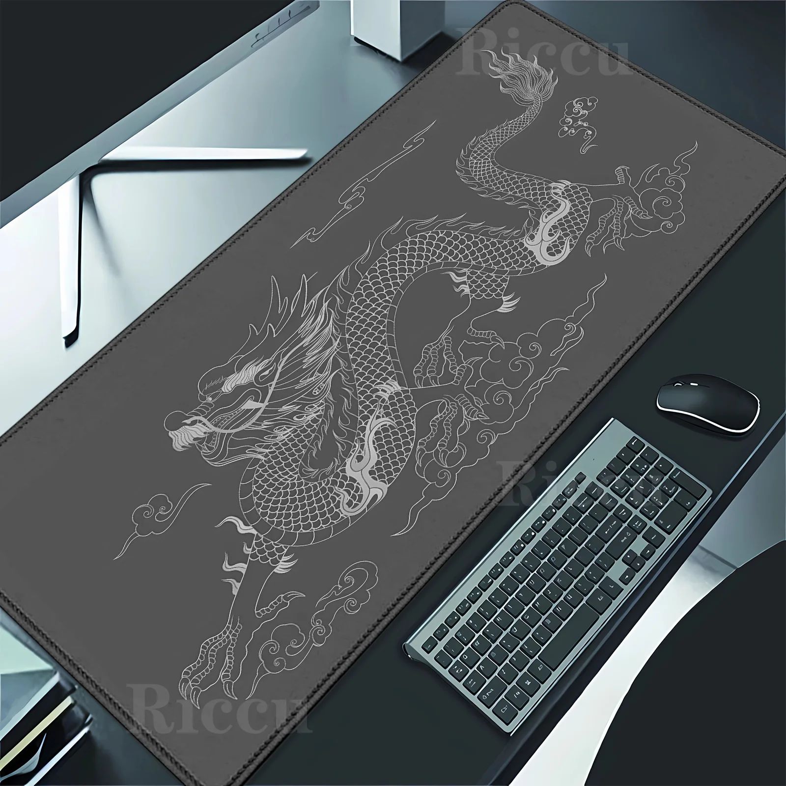

PC peripherals Keyboard Simple lines Mythical beast Computer Gaming Loong Mouse Pad Xxl Dragon Desk Large Mat Bottom Rubber