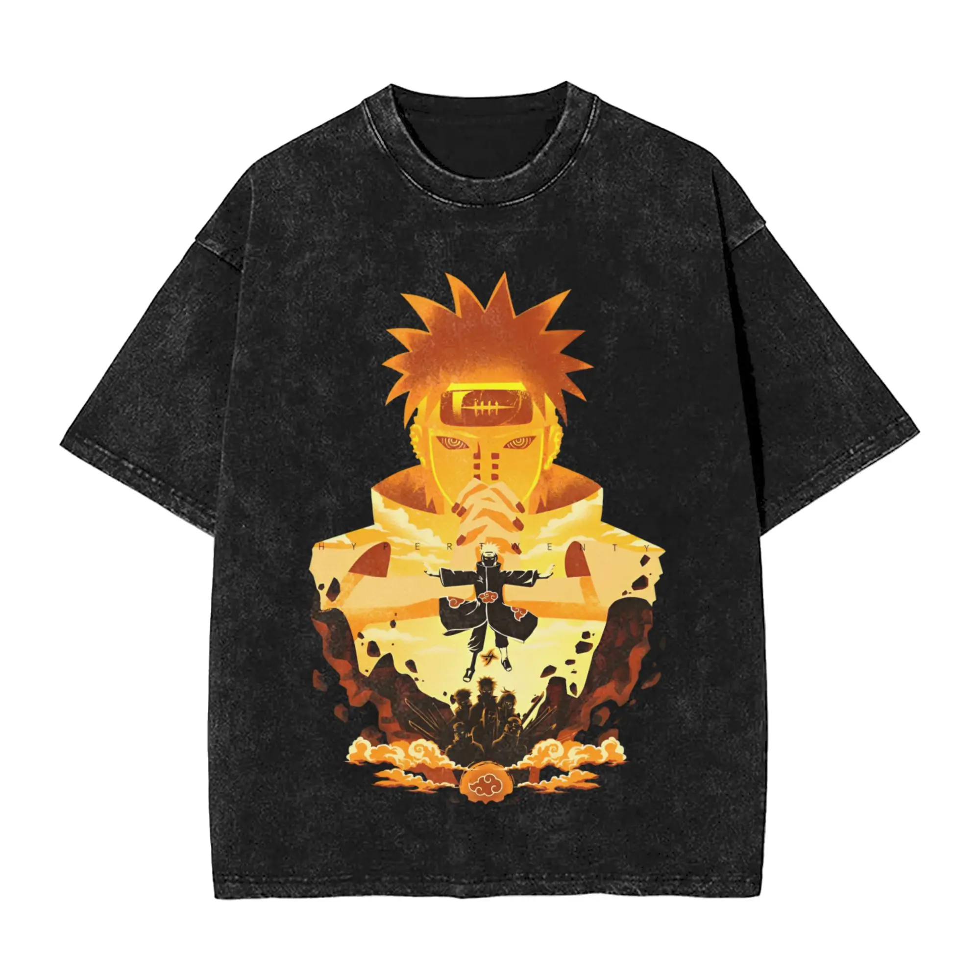 Akatsuki Pain Narutoes Uchiha itachi Washed T Shirt Streetwear Hip Hop Vintage T-Shirts Tees for Men Women Short Sleeve Oversiz