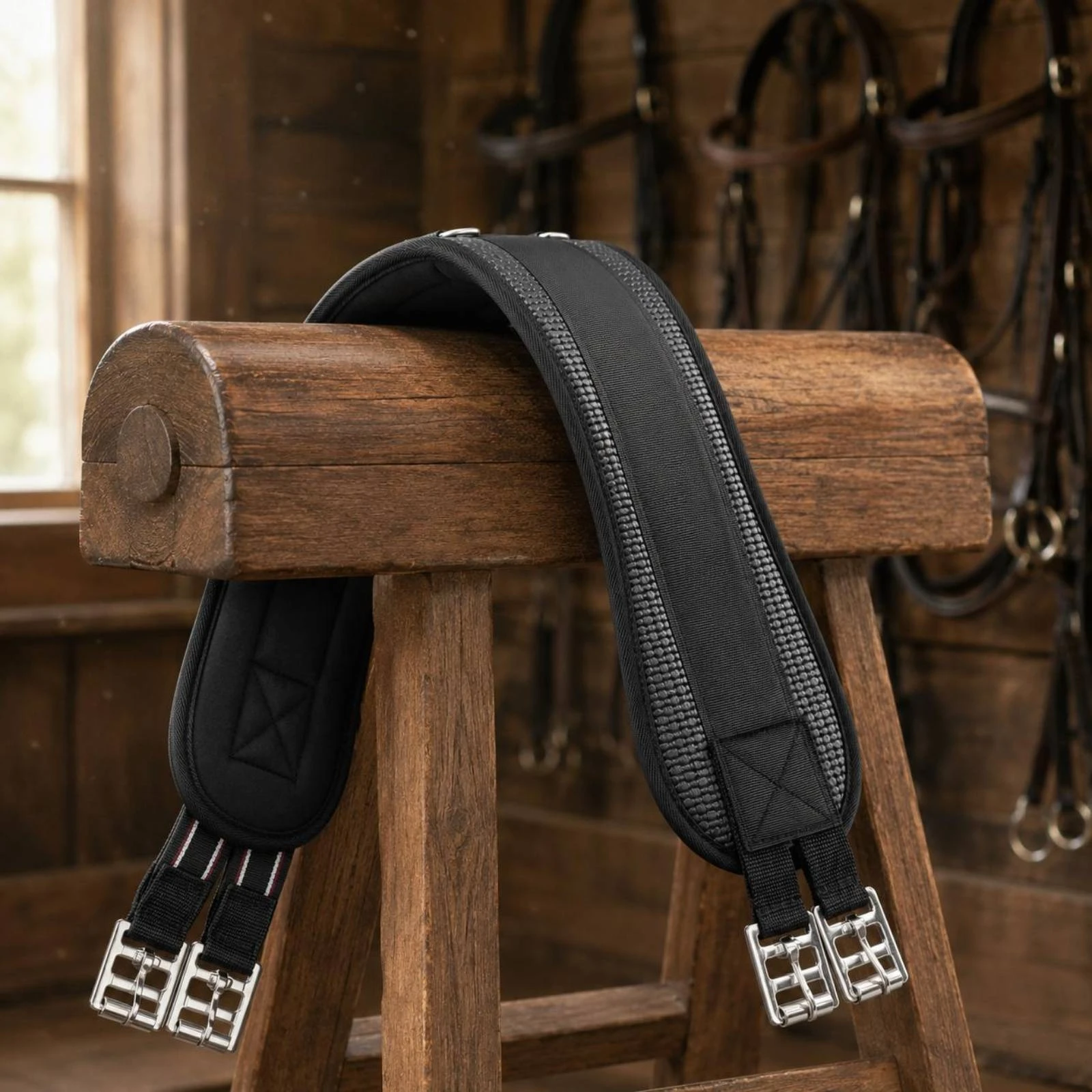 English Saddle Girth Contoured Padded Saddle Girth Equestrian Gear Breathable Chafe Resistant
