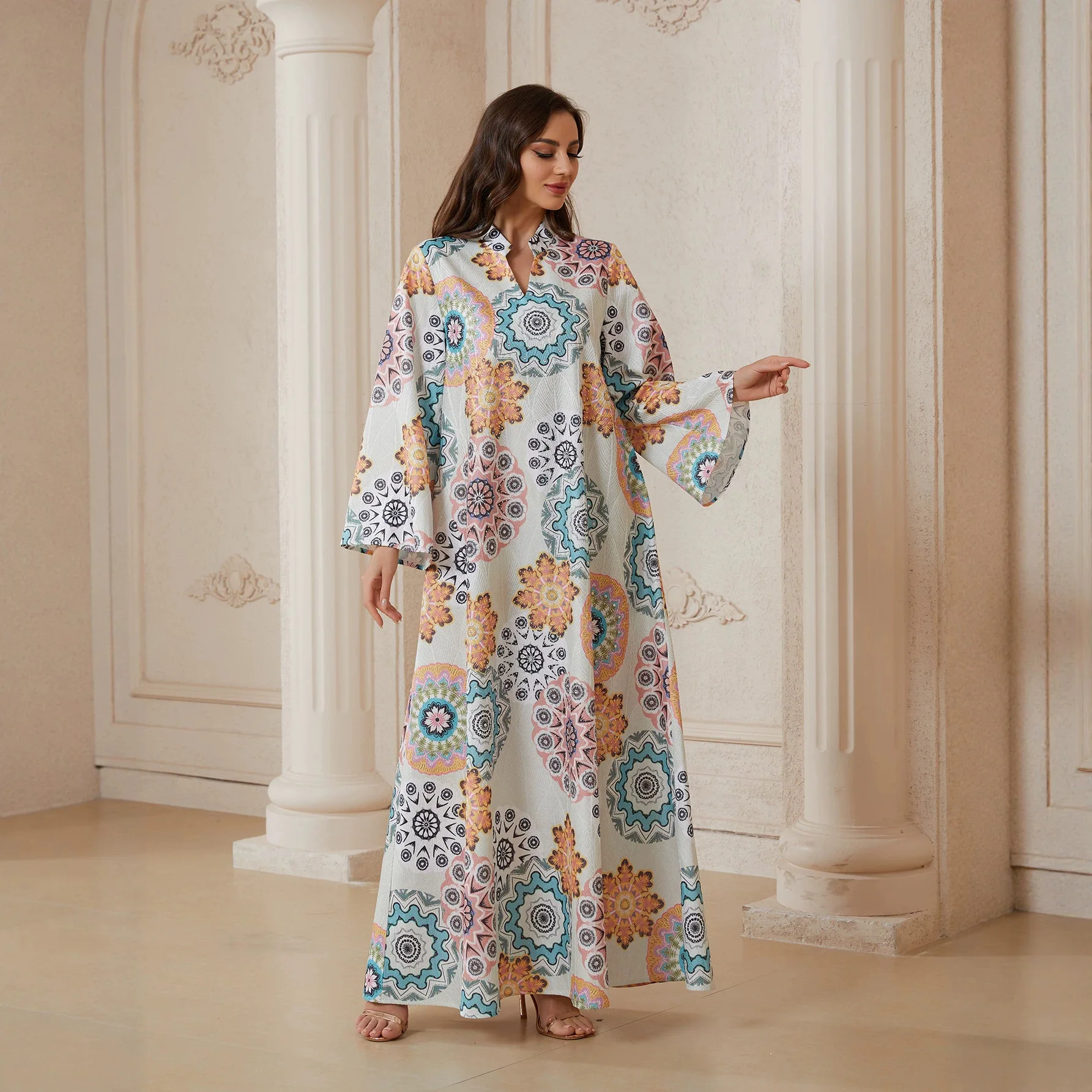 Eid Dresses Abaya Women Ramadan Muslim Print Long Dress Diamonds Jalabiya Morocco Dubai Party Abayas Kaftan Islam Vestidos