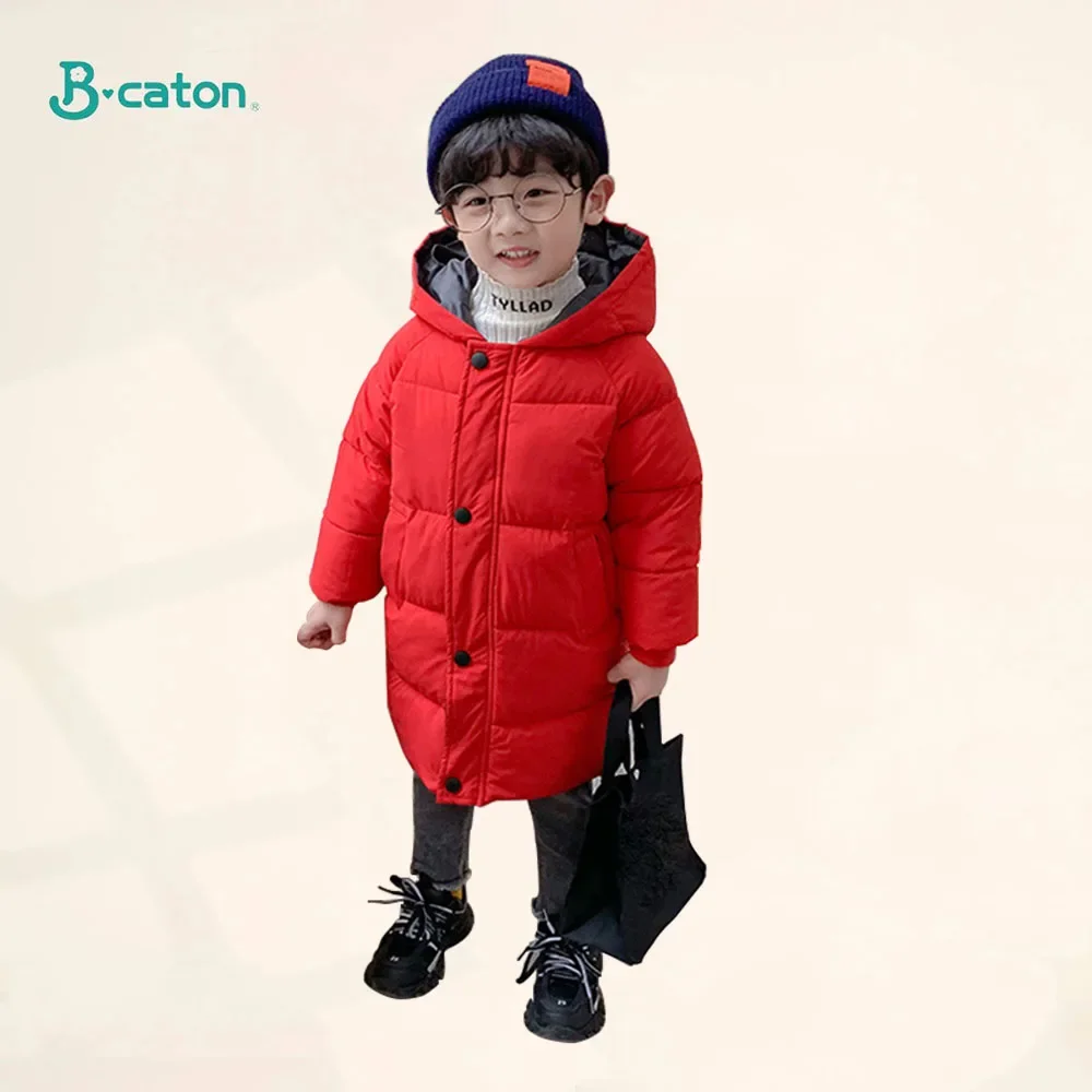 Jaqueta puffer de comprimento médio infantil, casaco grosso, manga comprida, quente, roupas de criança, meninos, meninas