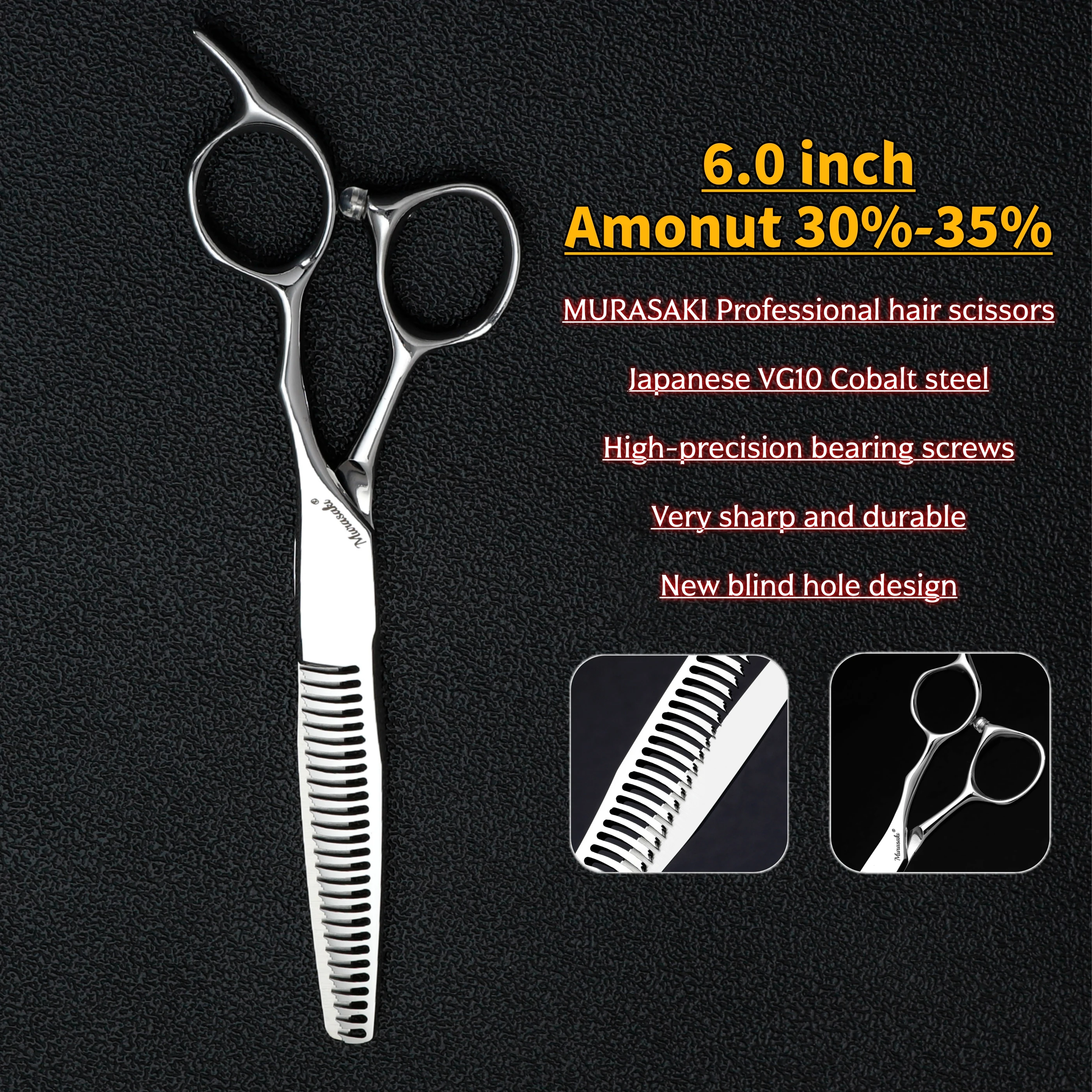 MURASAKI Professional thinning scissors，Japan VG10 steel Texture scissors for Man and woman，High quality barbershop accessories