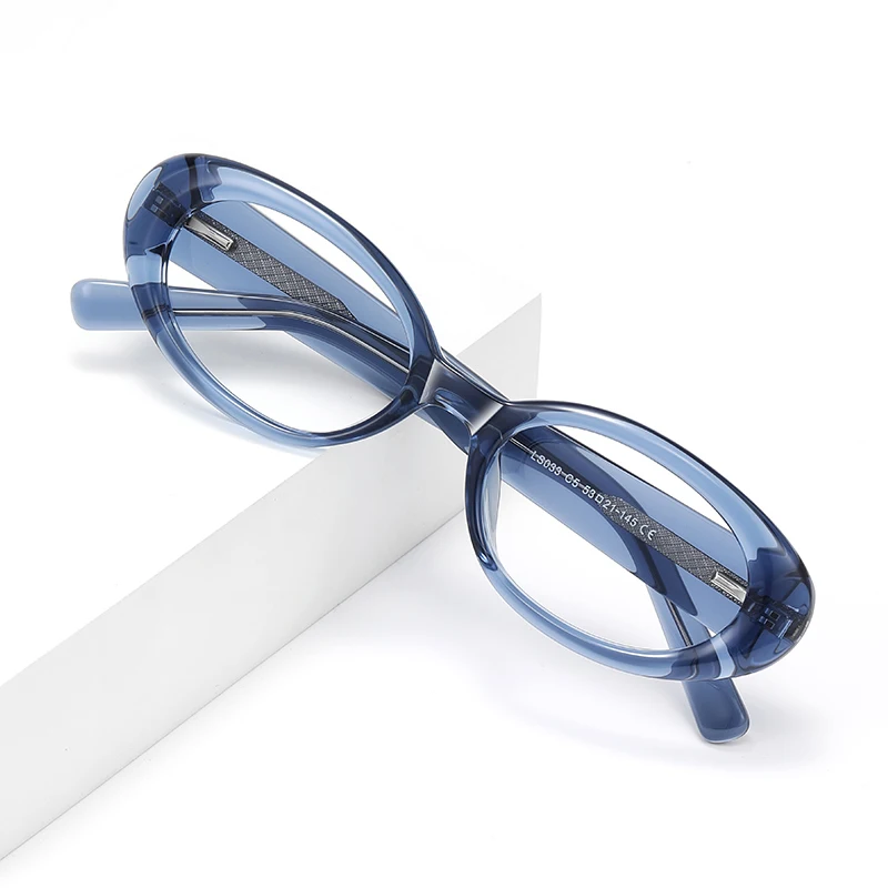 Gafas de protección contra luz azul con montura ovalada a la moda, montura TR, diseño de inserción de núcleo cómodo y ecológico, versátil y elegante