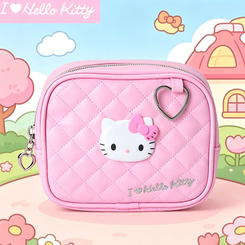 Hello Kittys Cosmetic Bag New Bags for Woman Storage Bag Girl's Heart Ringge Camera Bag Lipstick Bag Portable Makeup Bag