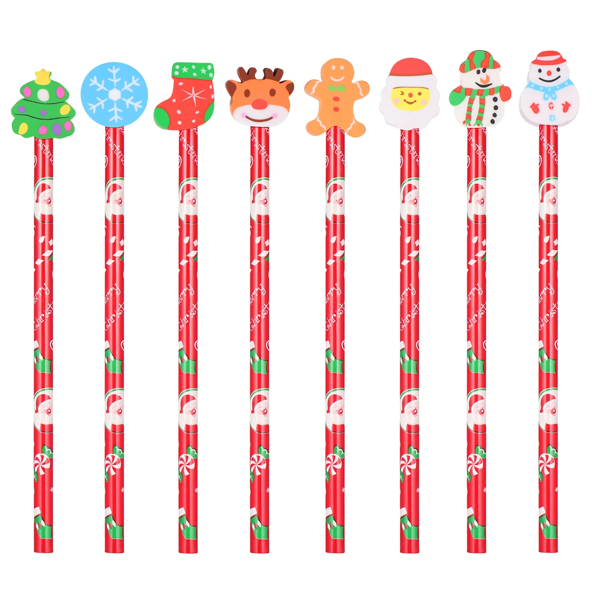 24 Pcs Kids Pencils Christmas Present Raindeer Eraser Pencil Toppers Christmas Pencils for Kids Christmas Holiday Pencils