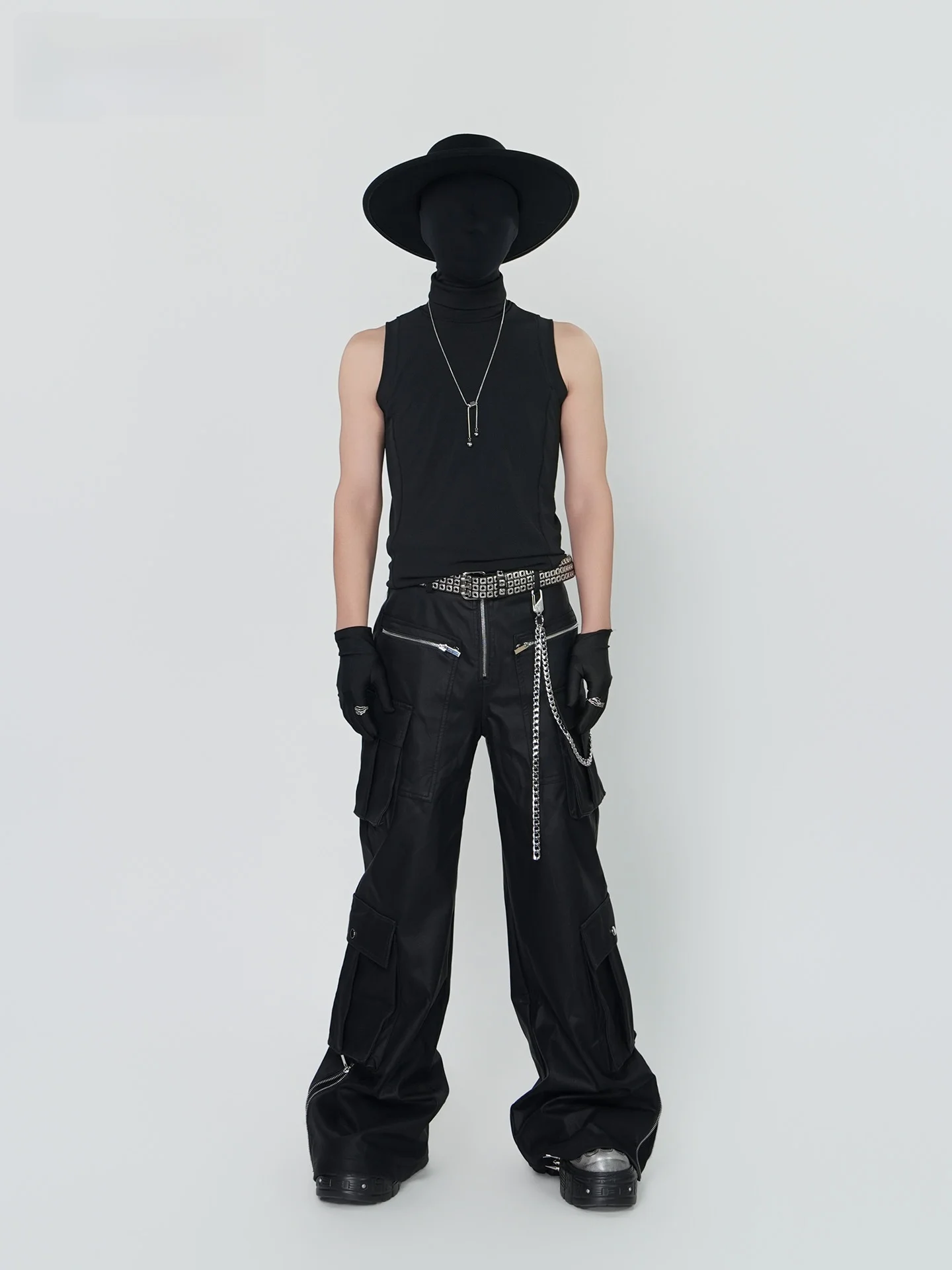 

Мужская футболка-безрукавка VE2 с высоким воротником, эластичная, облегающая, базовая, с текстурой, для клуба, летняя, для выступлений