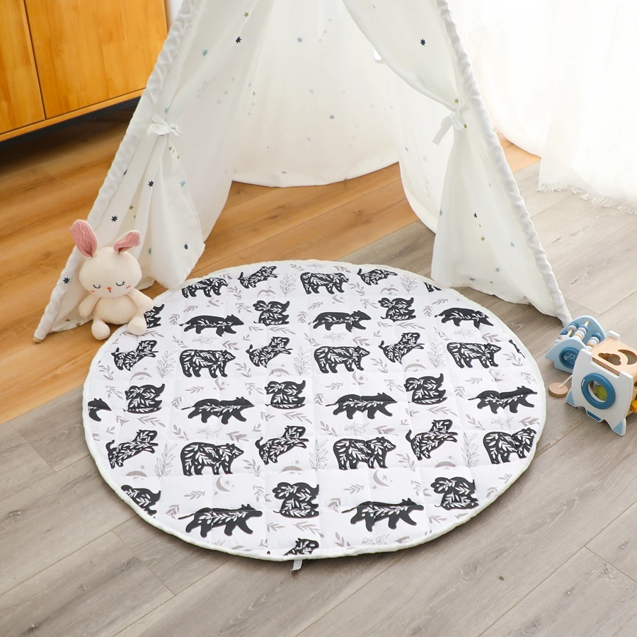 1pc Baby Play Mats Round Floor Soft Cotton Baby Bedding Blanket Lace Crawling Mat Game Pad Toys For Children Room Nursery Decor