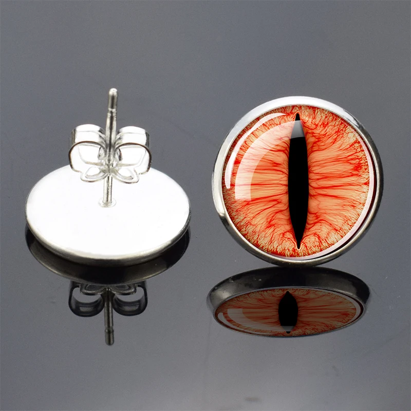 Colorful Eye Ear Studs Cat Eye Earnails Animal Eye Earrings Glass Inlaid Jewelry Gift view 4