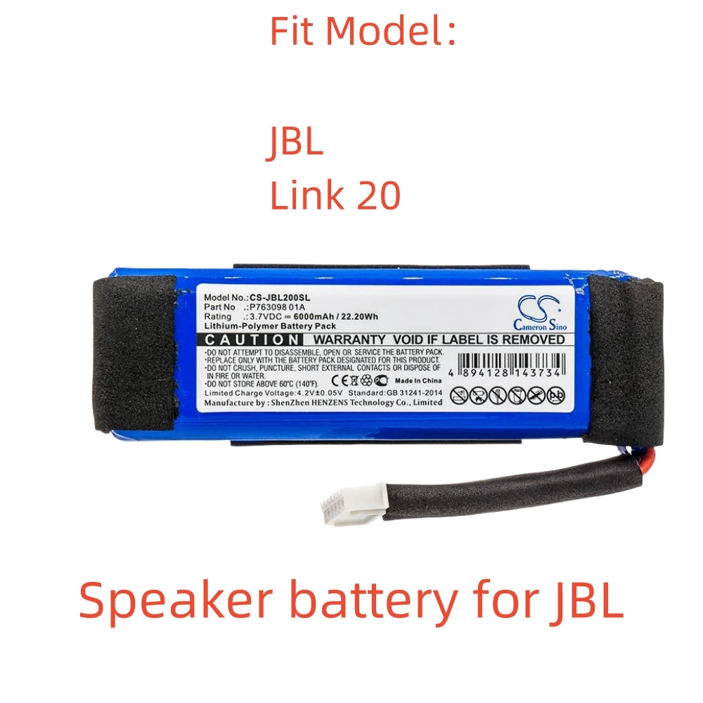 

Li-Polymer battery for JBL Speaker,3.7V,6000mAh,Link 20 P763098 01A