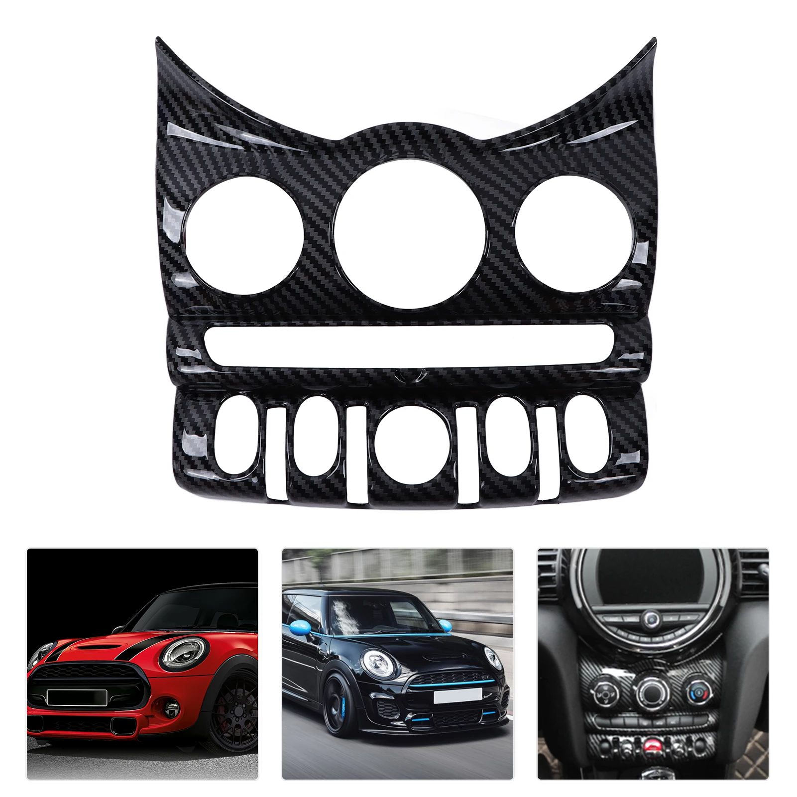 Car Air Conditioning CD Panel Cover Trims Frame 6.5in AC CD Panel Sticker Carbon Fiber For Mini Cooper F55 F56 F57 2014-2021