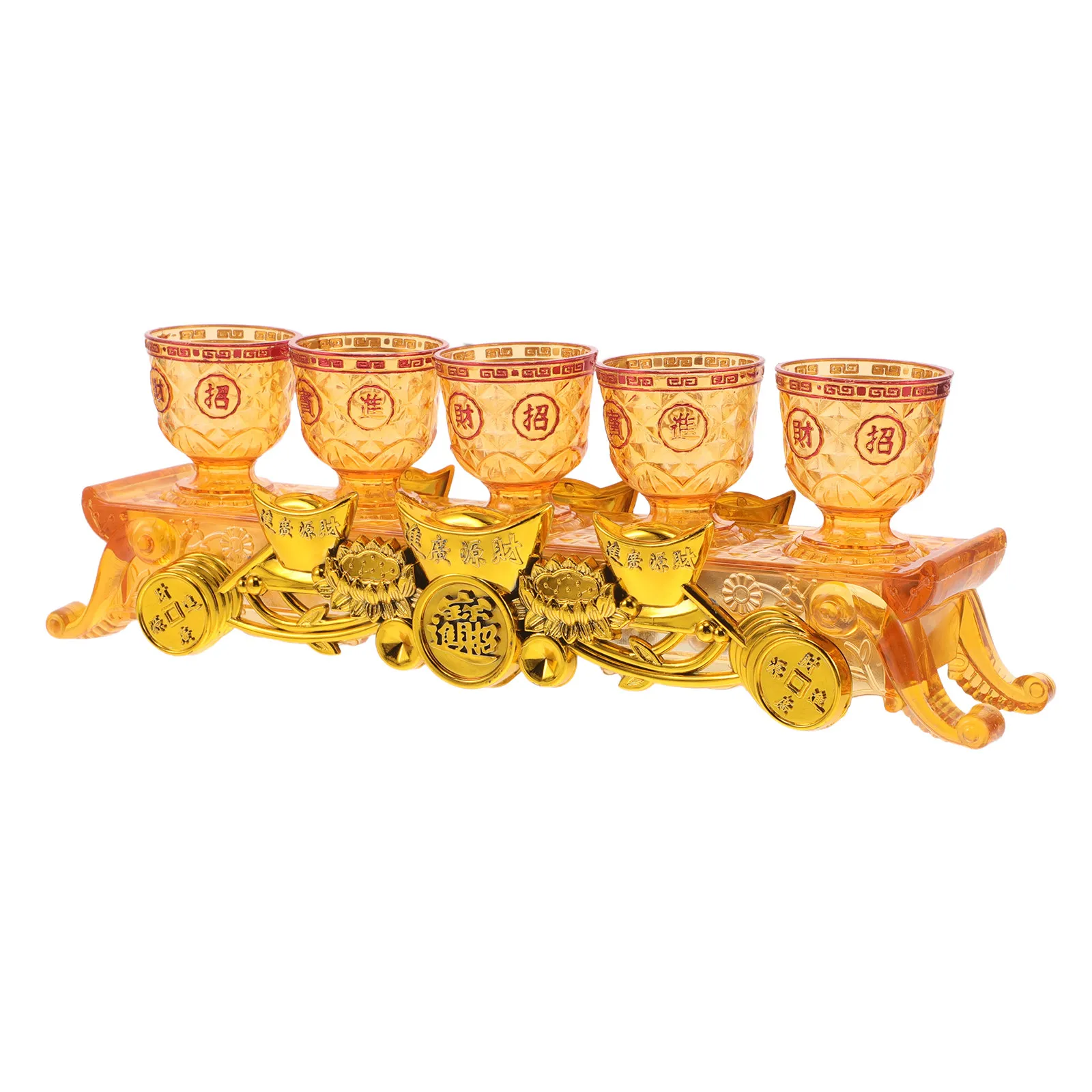 1Set Golden Buddhist Offering Cup Set King Chalice Altar Goblet for Ritual Worship Vintage Water Bowl Sacrificial Supplies