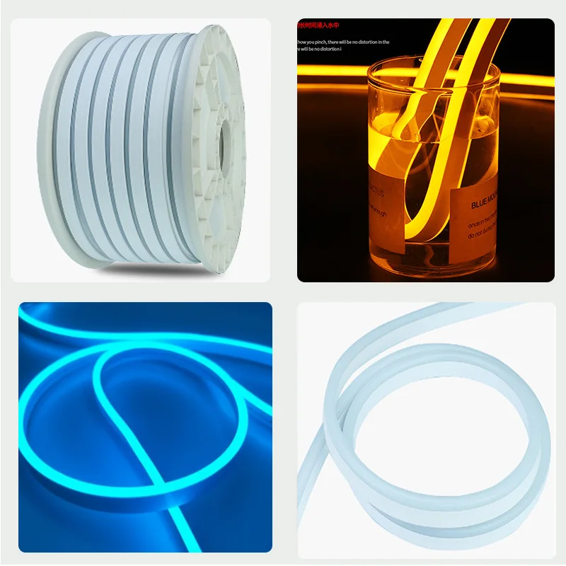 5m 12v 24v 110v 220v Flexible Neon Strip RGB IP65 3000k 4000k 6000k Red Green Blue Pink 8*16mm 10*20mm Building Neon Soft Strip