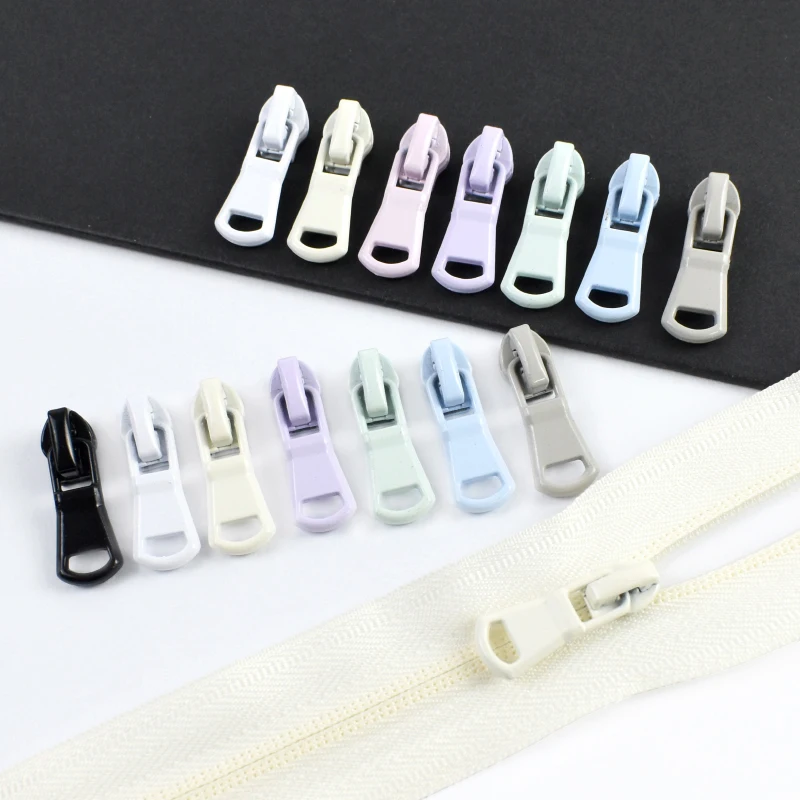

10/20/30/40/50P Nylon Reverse Colored Zipper Slider Head 3# Invisible Zippers Puller for Yoga Clothes Zips Closure Repair Cursor