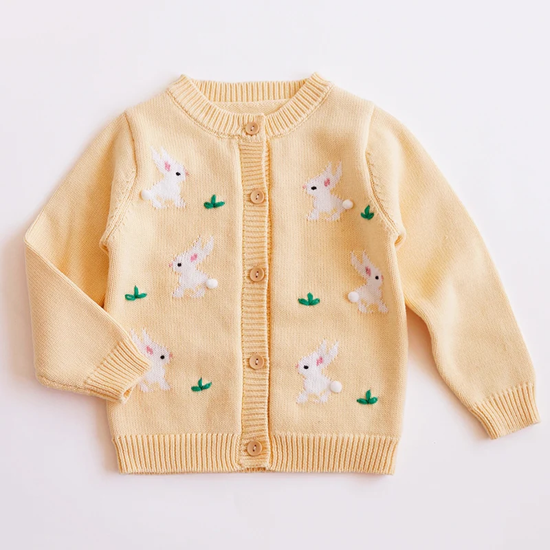 

2024 New Autumn Kids Long Sleeved Knitted Cardigan Sweater Children Knitting Clothing Baby Girls Knitting Cartoon Cardigan Coat