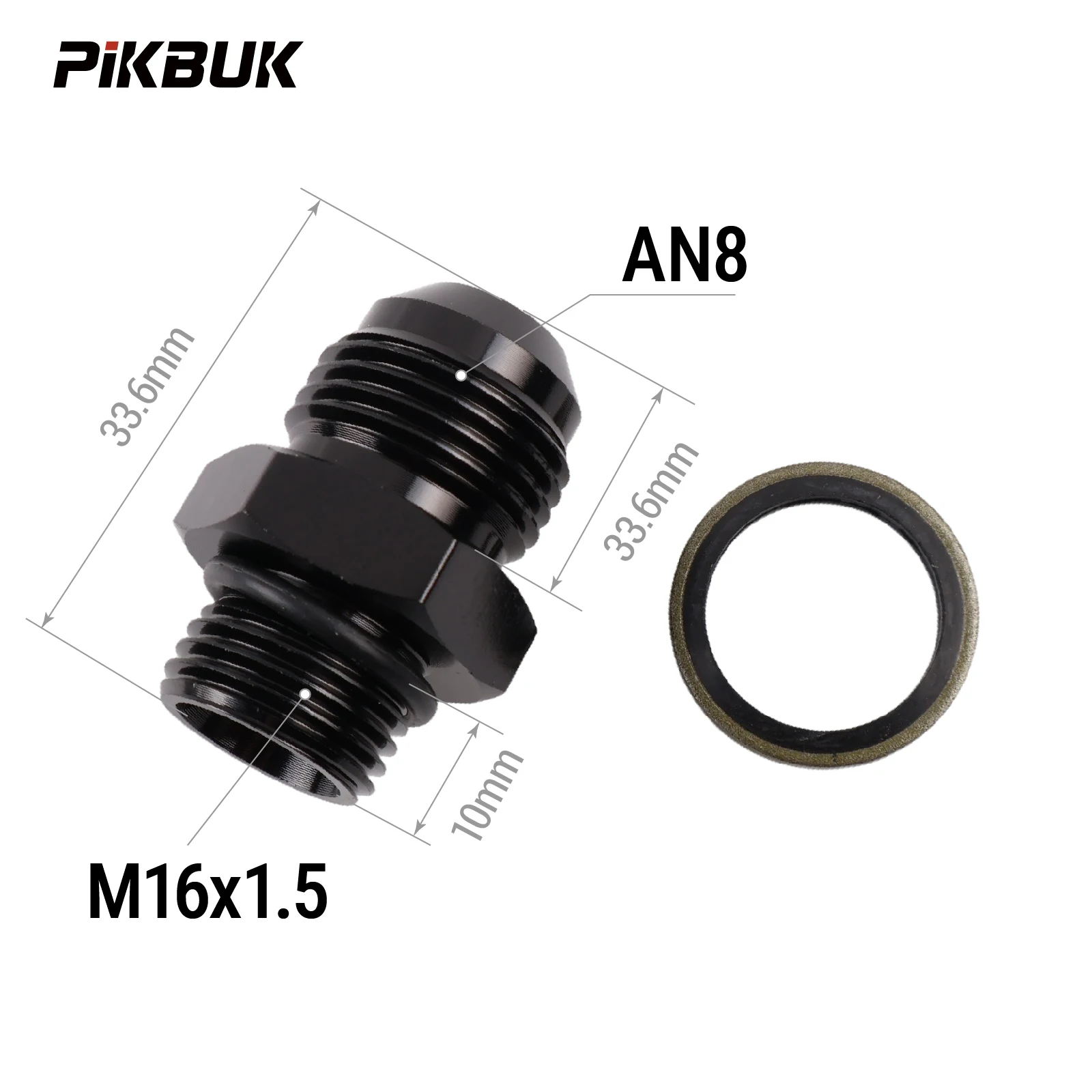 PIKBUK Aluminium AN6 AN8 AN10 AN12 auf M10/12/14/16/18/20/22x1.5 Adapter Flare-Fitting Auto-Schlauchanschluss Stecker Ölkühler-Anschluss