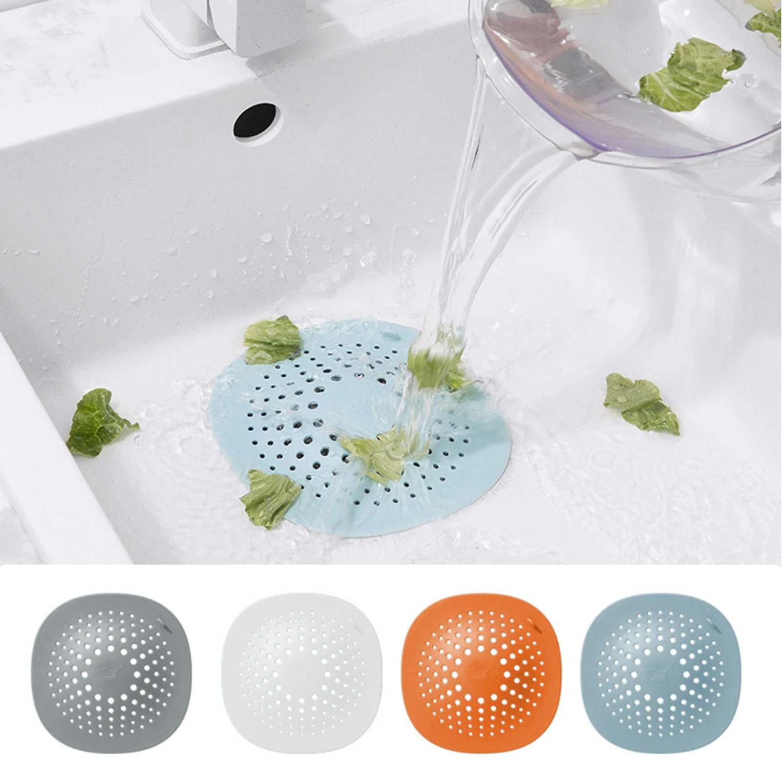 Drain Hair Catcher Round Silicone Trap Multipurpose Anti-Clogging Sink Filter for Kitchen Bathroom Fits All Drains