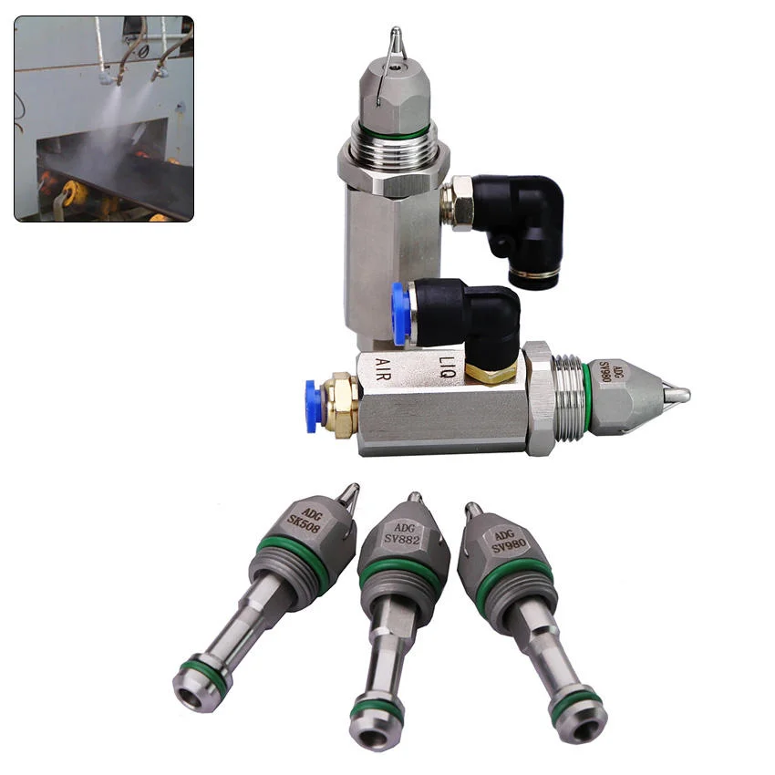 Ultrasonic Air Atomizing Dry Fog Nozzle 30°/60°/80°/90°, Industrial Mist Nozzle for Dust Suppression Humidification & Cooling