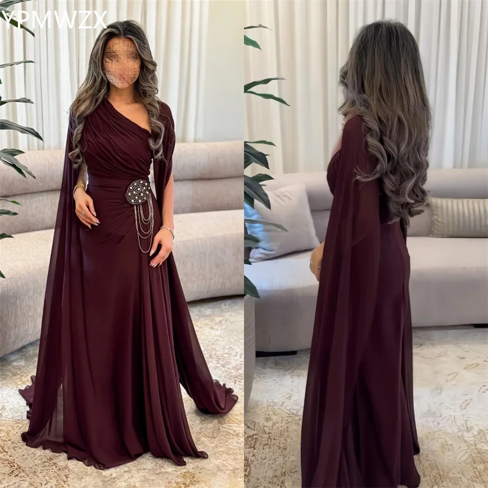 

Customized Prom Gown Formal Evening Dress YPMWZX V-neck A-line Floor Length Skirts Draped Applique Bespoke Occasion Dresses Part