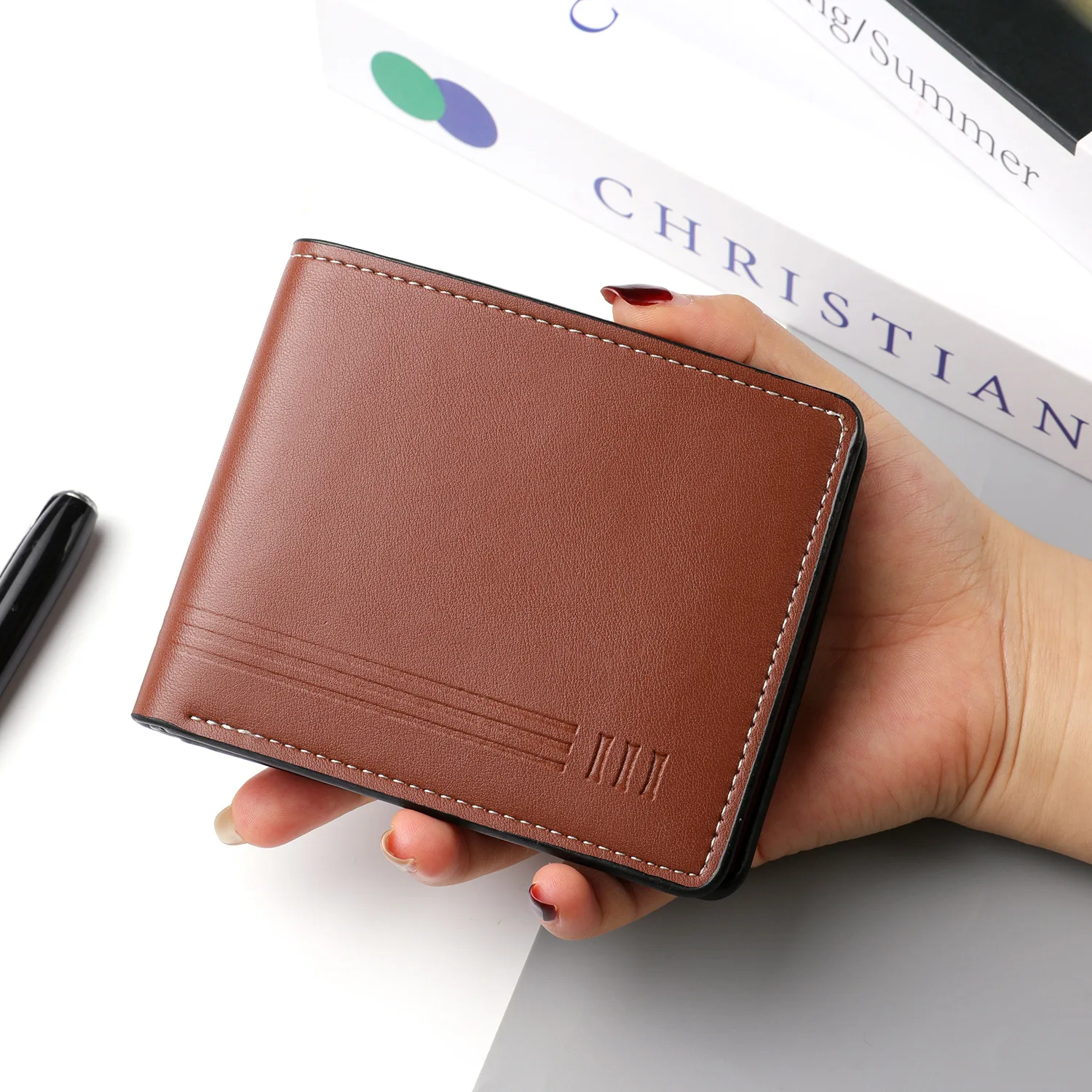 Kurze Business-Geldbörse für Herren, minimalistische Geldbörse aus PU-Leder mit mehreren Kartenfächern, multifunktionale, diebstahlsichere Geldbörse für den täglichen Gebrauch