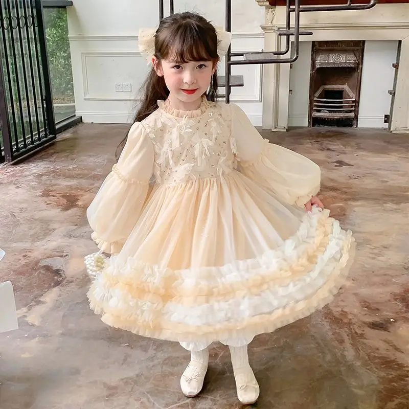 girls\' spring and autumn clothing dress sweet western style tulle tutu lolita dress Princess skirt