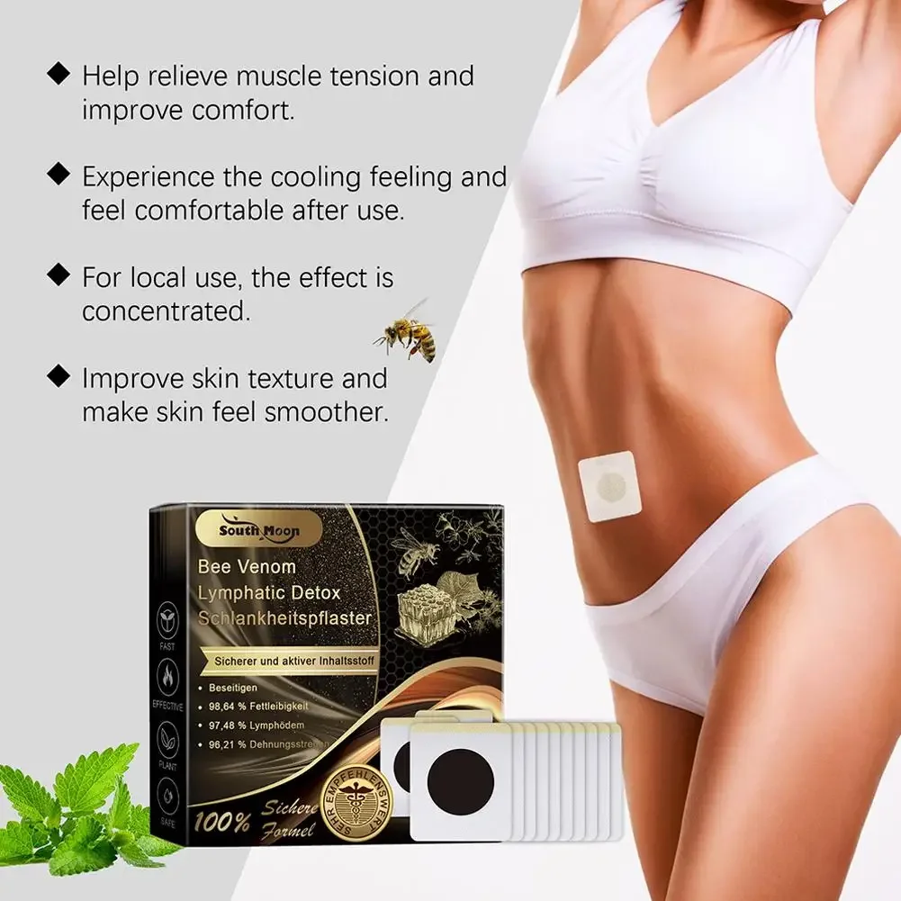 10pcs Bee Lymphatic Care Patch Weight Lose Slimming Navel Sticker Fat Burning Anti-swelling Drainage Detox Slimming Patch