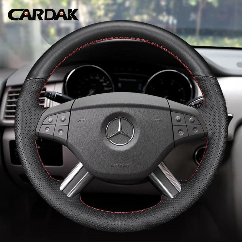 Custom Car Steering Wheel Braid Cover Black Leather 100% Fit For Mercedes Benz W164 M-Class ML350 ML500 X164 GL-Class GL4