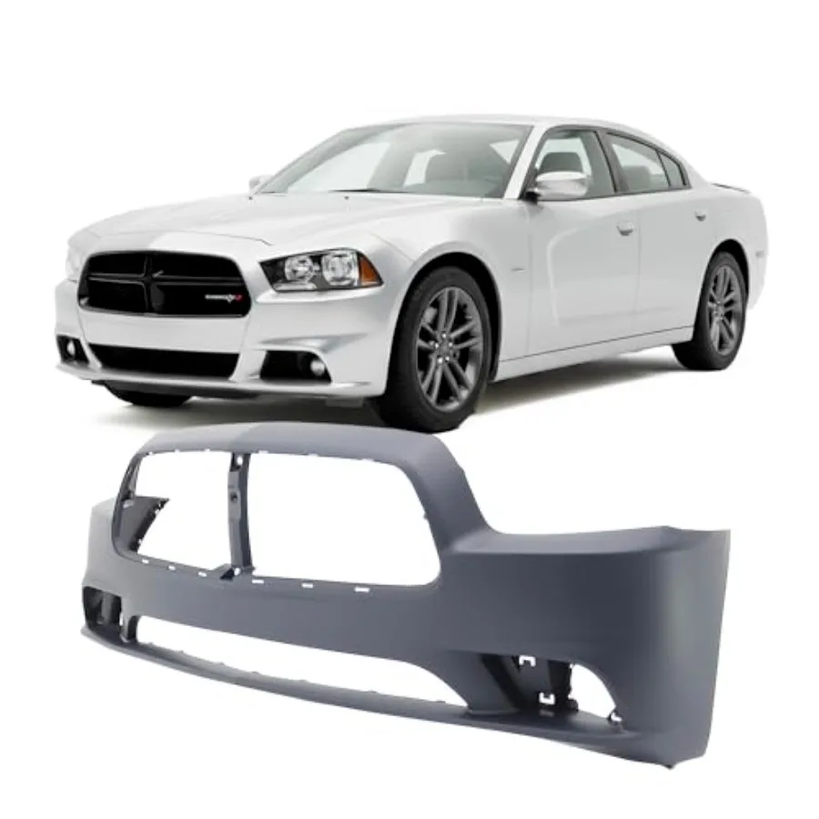 

Front Bumper Cover Fascia for 2011-2014 Dodge Charger Pursuit R/T SE SXT Sedan Primed Black with Fog Light Holes No Sensor Hole