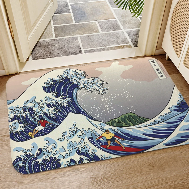 

Living Room Mat Japanese H-Waves Custom Doormat Entrance Door Balcony Kitchen Floor Mat Carpet Entrance of House Bath Rug