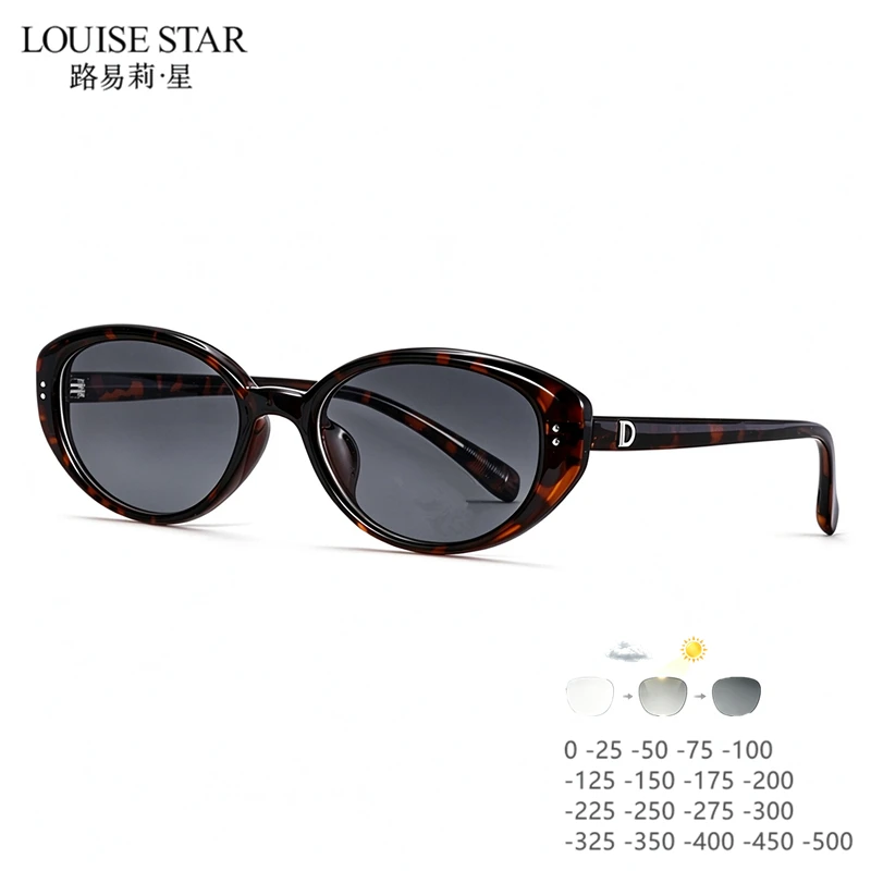Women's cat eye photochromic myopia sunglasses finished prescription glasses tortoiseshell frame multifunctional myopia glasses