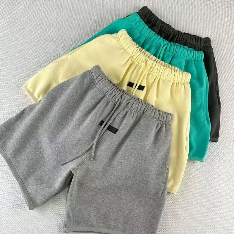 24SS Einfarbig Shorts Luxus Design Silikon Brief Logo Kordelzug Baumwolle männer Shorts Mode Marke Paar Lose Rand Shorts