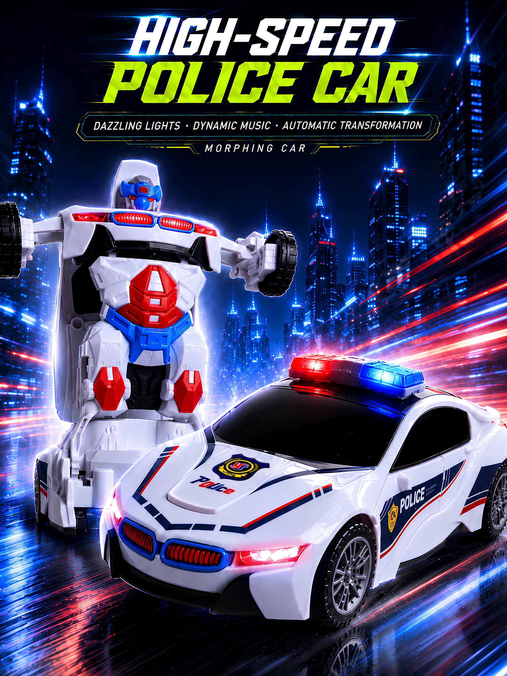 Kids Toys Electric Car - Трансформирующийся робот-автомобиль | 360 ° Вращающаяся