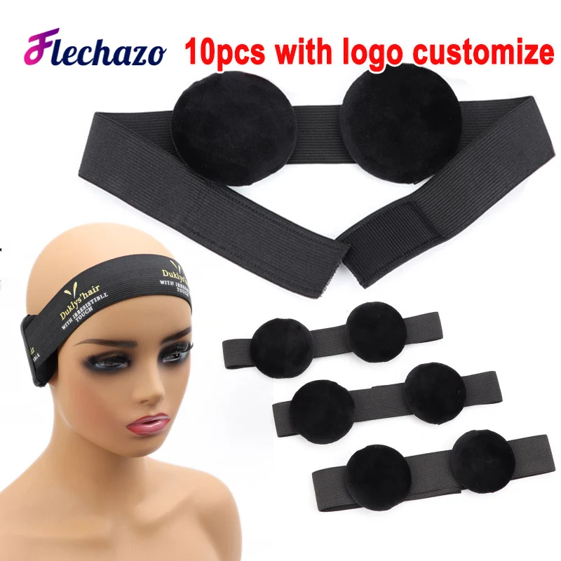 Wig Band For Edges 10Pcs Logo Customize Bandeau Pour Perruque Lace Melt Band Wig Accessories Hairband Elastic Band For Wigs