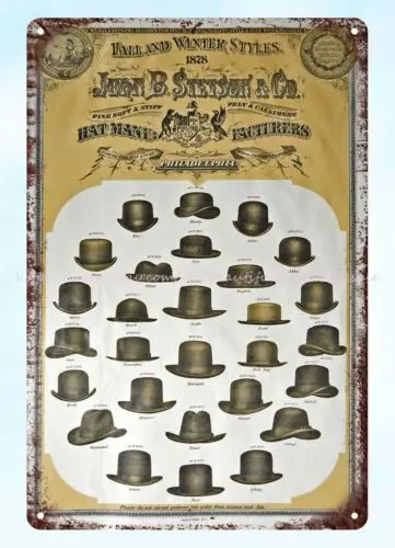 beautiful office designs 1878 Stetson Hat Styles metal tin sign