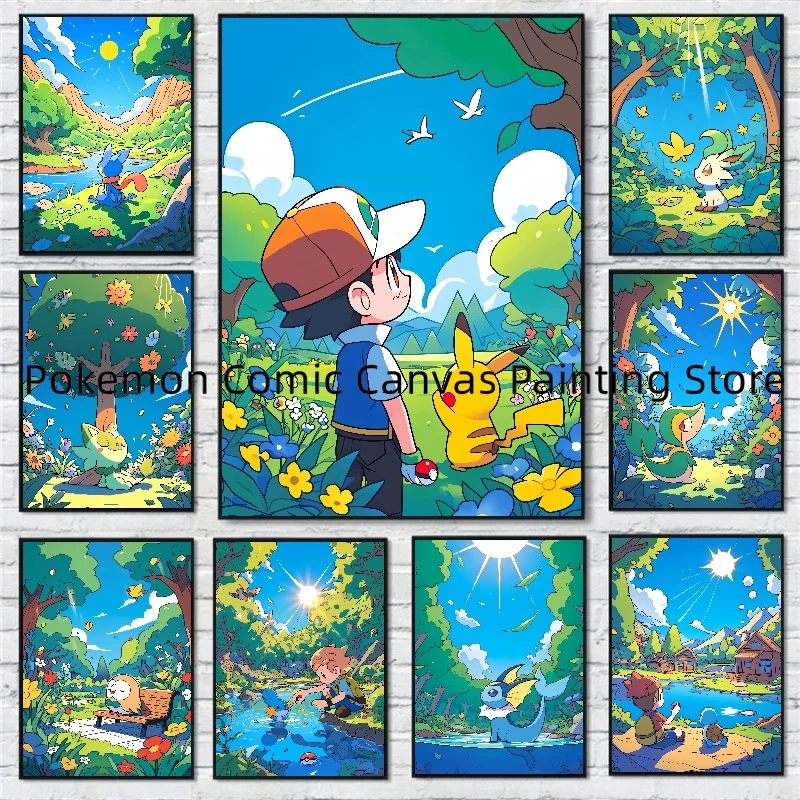 

Japanese Anime Character Pokémon Art Wall Stickers Stickers and Posters Bedroom Home Decor Accessories High Quality Picture Gift