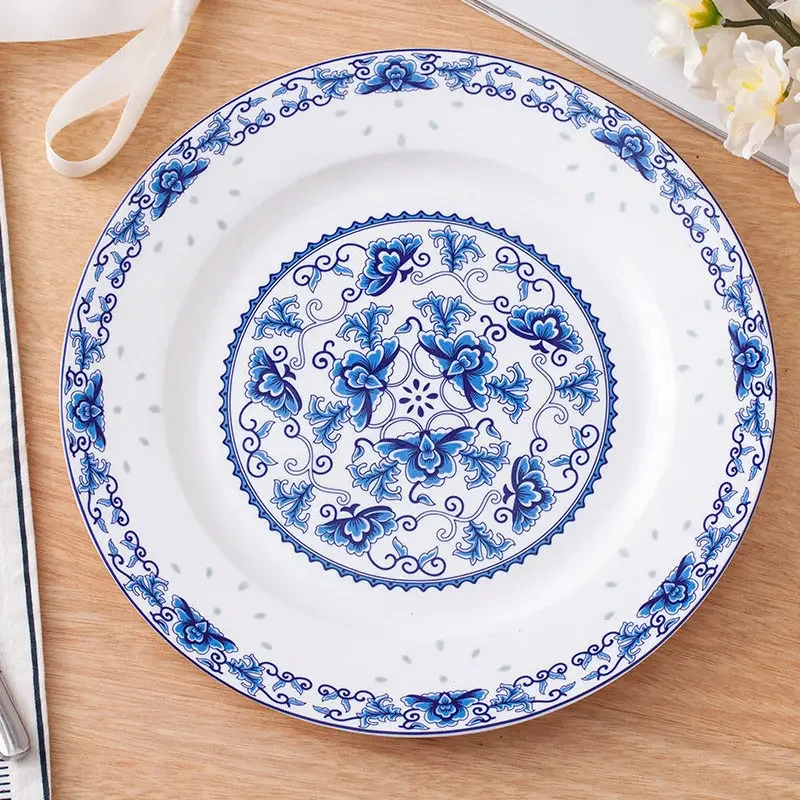 Plates and dishes Household Jingdezhen ceramics 10-inch blue and white porcelain dinner plates