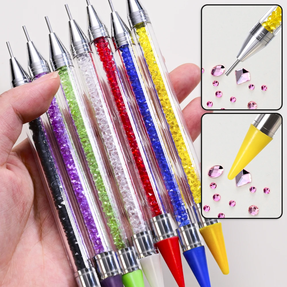 1Pcs Dual-ended Rhinestone Picker Dotting Pen 2Ways Gems Crystals Studs Picker Wax Pencil Manicure Nail Art DIY Decoration Tools