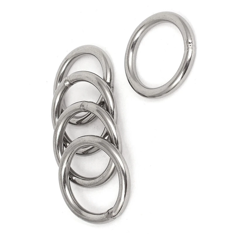 10 Pcs Stainless Steel Webbing Strapping Welded O Rings, 5 Pcs 40Mm X 5Mm & 5 Pcs 20Mm X 3Mm