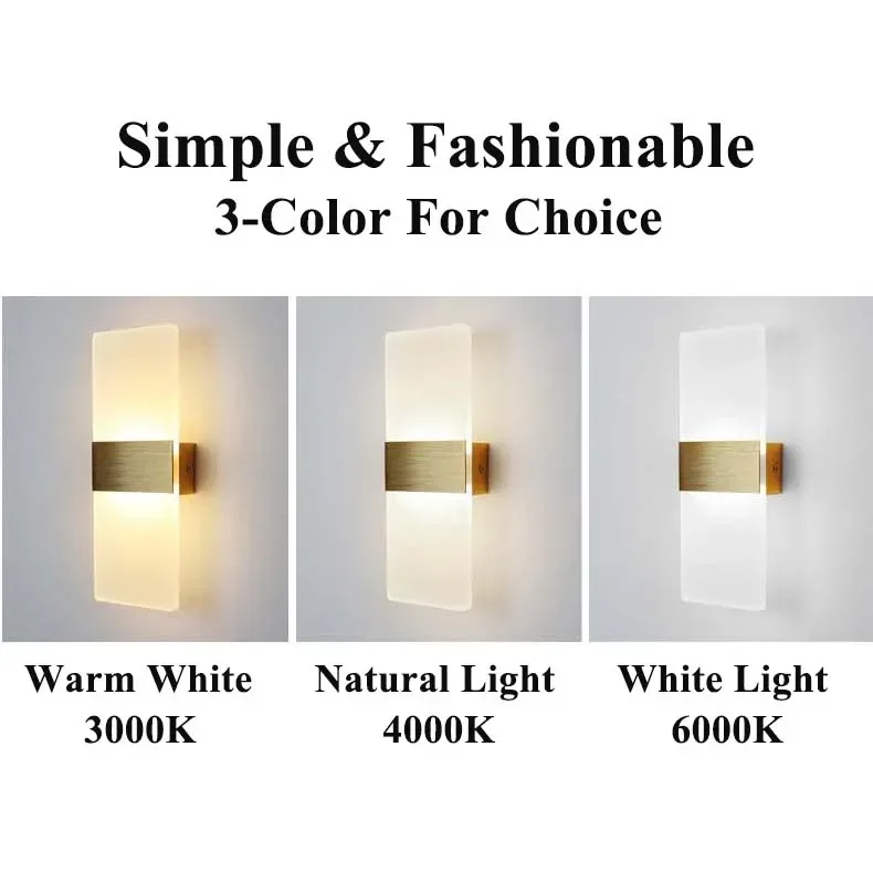 LED interno Wall Sconce Luzes, abajur abajur, luzes do quarto, sala de estar, decoração Home Modern, AC85-265V