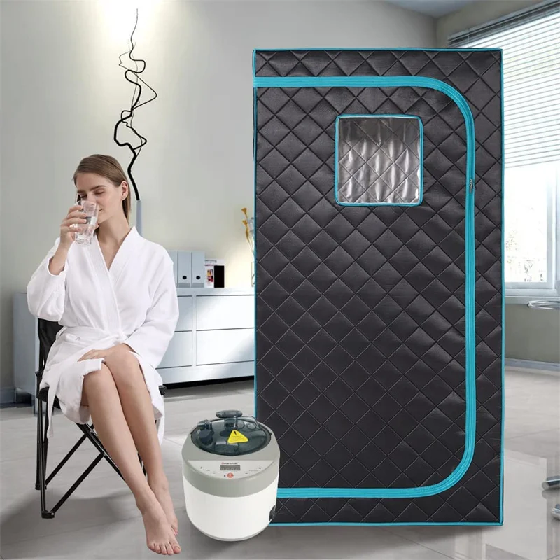 Full Body Home Steam Sauna Set 4L Large Steam Pot One Person Sauna Spa with Time Temperature Remote Control Detox Therapy