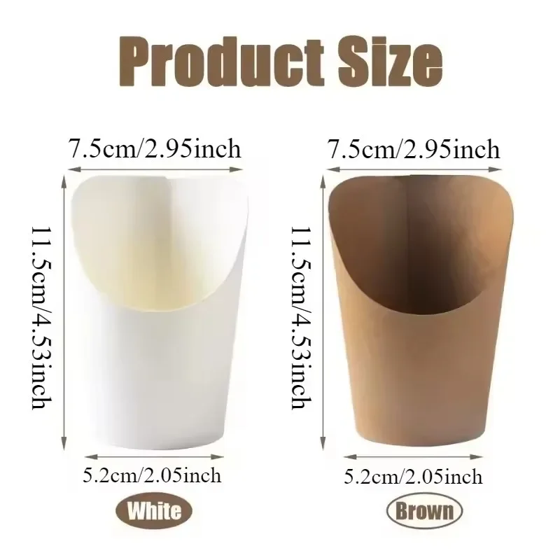 50/100PCS Disposable Paper Snack Cups French Fry Holders Food Serving Cups Popcorn Containers for Fast Food Party Event Supplies