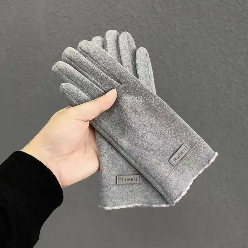 New Fashion Grace Lady Gloves Women Winter Vintage Warm Windproof Touch Screen Driving Fleece Full Finger Glove Mitten Wholesale