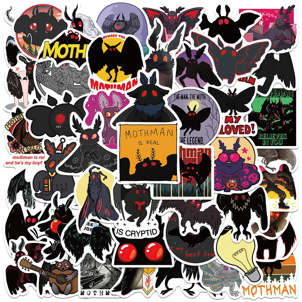 10/30/50Pcs Horreur Dessin Animé Anime Mothman Autocollants Graffiti Ordinateur Portable Skateboard Moto PVC Cool Autocollant Étanche Jouets Pour Enfants