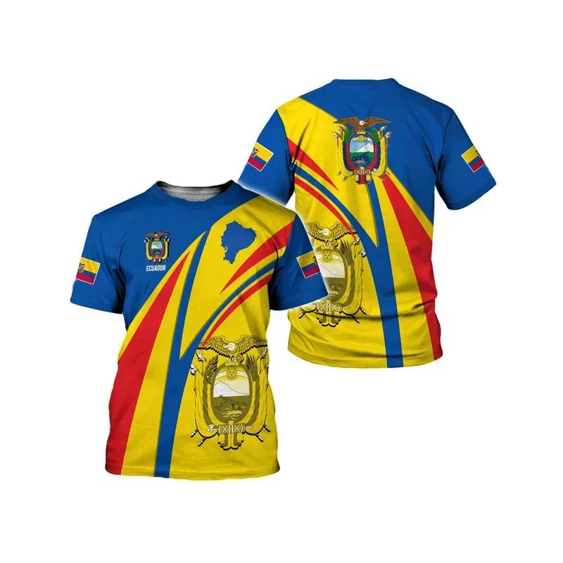 New personalized Ecuadorian T-shirt Casual flag 3D printed short sleeve top for men and women