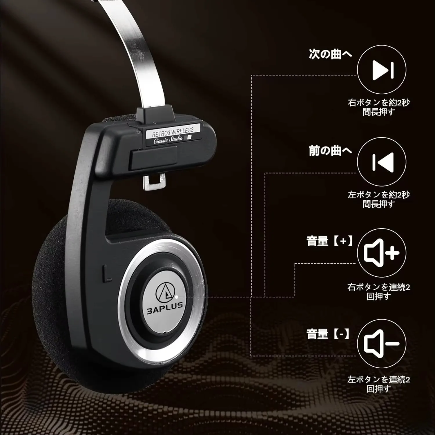 

Retro 3rd Generation Bluetooth Headphones Open Type Wireless Headphones Foldable Overhead Headphones Compatible with Android&IOS