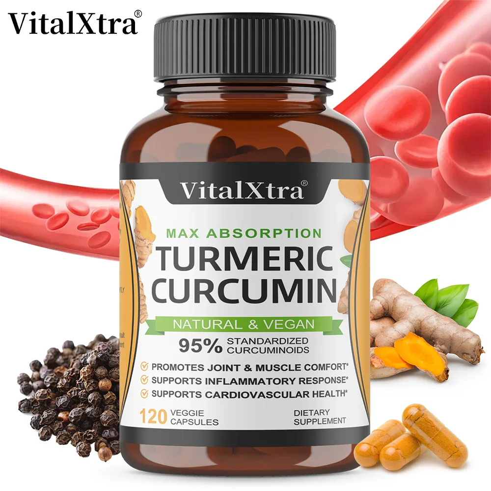 

Super-absorbable Curcumin,95% Natural Ingredients,Promotes Joint and Muscle Comfort,Supports Cardiovascular Health,120 Capsules