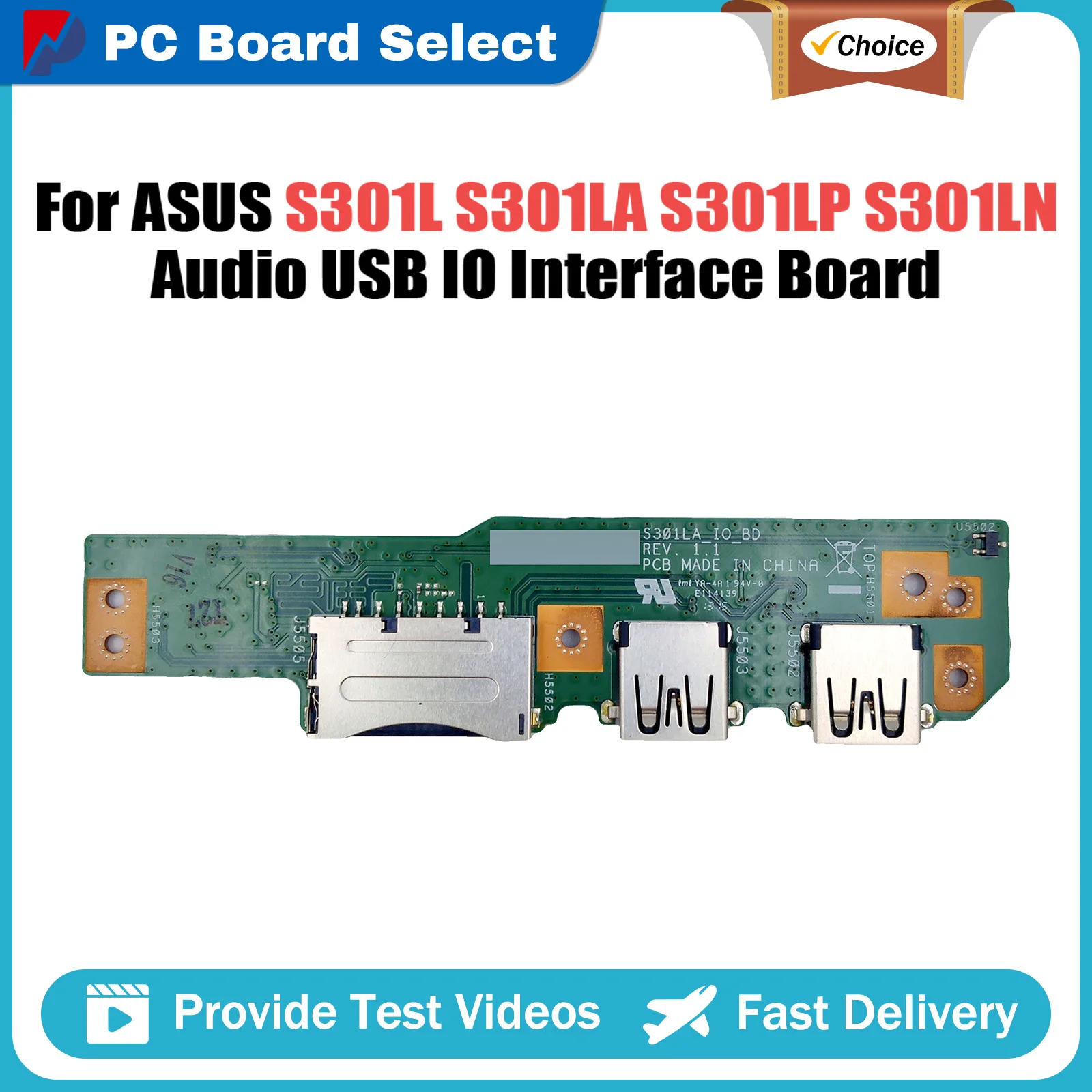 

Original For ASUS S301L S301LA S301LP S301LN Laptop Audio usb IO board Interface board S301LA IO BOARD