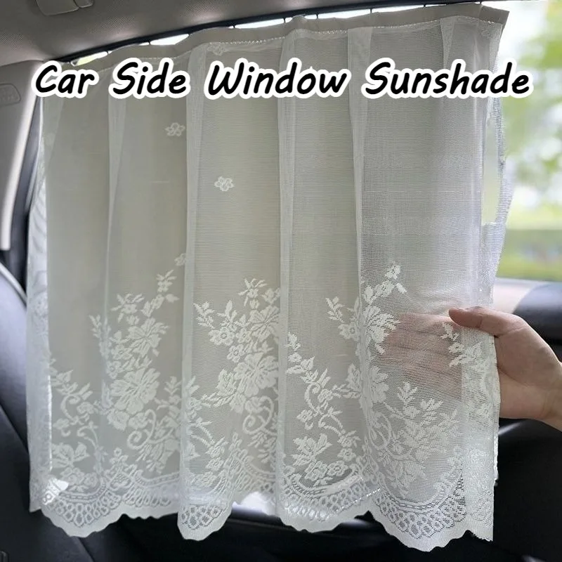 Lace Car Side Window Sunshade Slide Rail Embedded Car Curtain Light Blocking Heat Insulation Kids Travel Privacy Car Sun Curtain