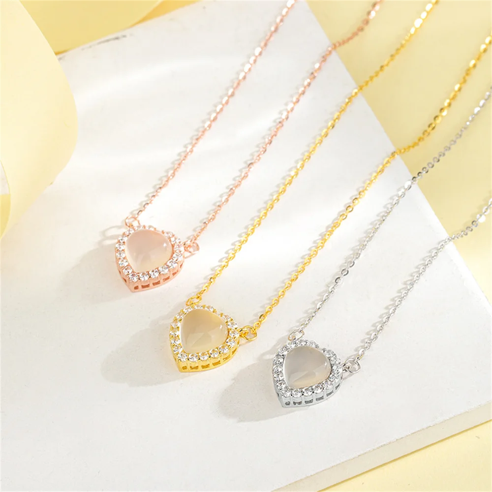 

Корейское колье S925 — инкрустация агатом в форме сердца, милые девчачьи, женский любовный воротник